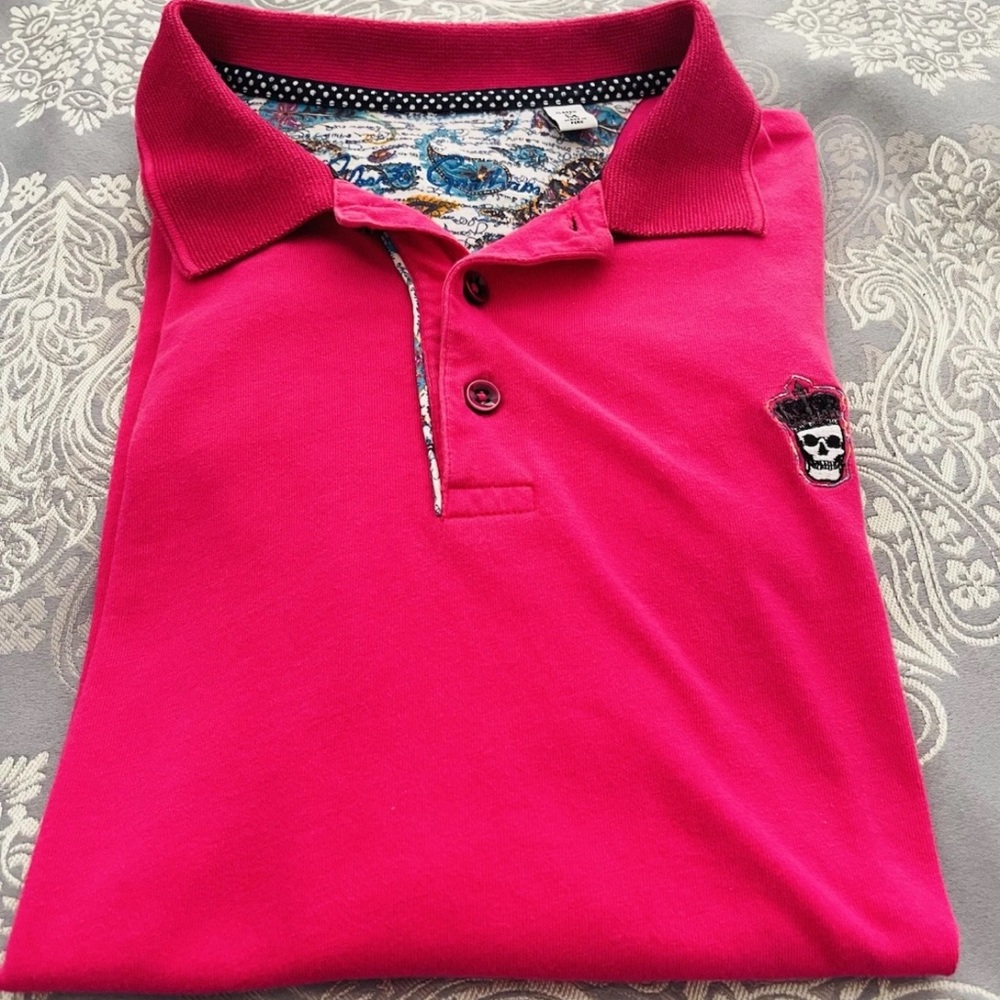 Robert Graham Short Sleeve Polo Shirt Mens fuchsia size medium